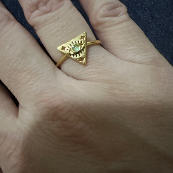 NEW Evil Eye 18k Gold Plated SS Moonstone Ring Sizes 6-8 - Picture 6 of 15